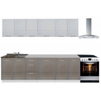 Bucatarie PAULA GRI 260, cu Blat Termorezistent, 260 x 60 cm